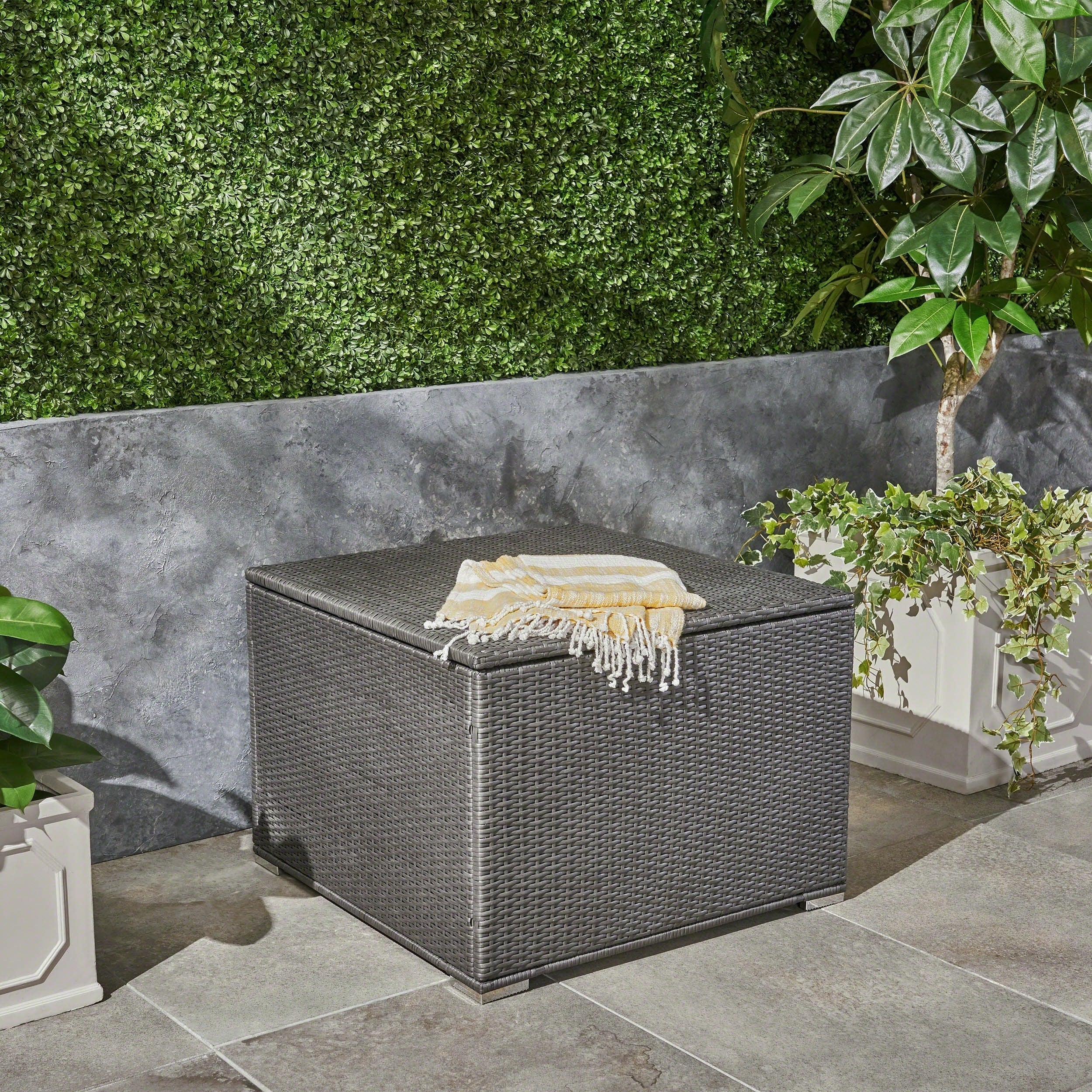 Santa Rosa Outdoor Wicker Storage Box By Christopher Knight Home