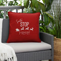 Santa Stop Here Sunbrella Canvas Jockey Red Indoor Outdoor Pillow