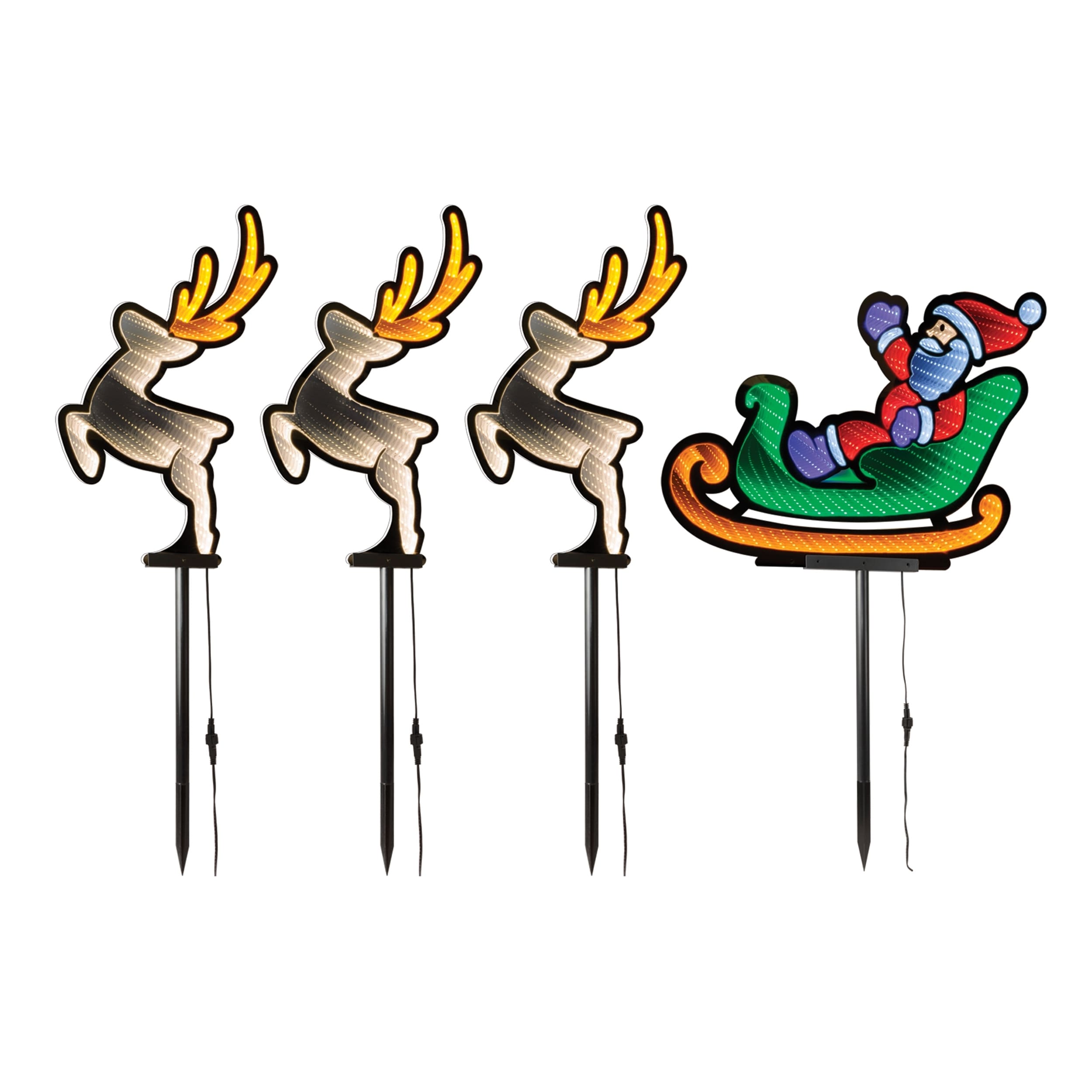 Santa And Sleigh Pathway Light Ekkolight Set Of 4