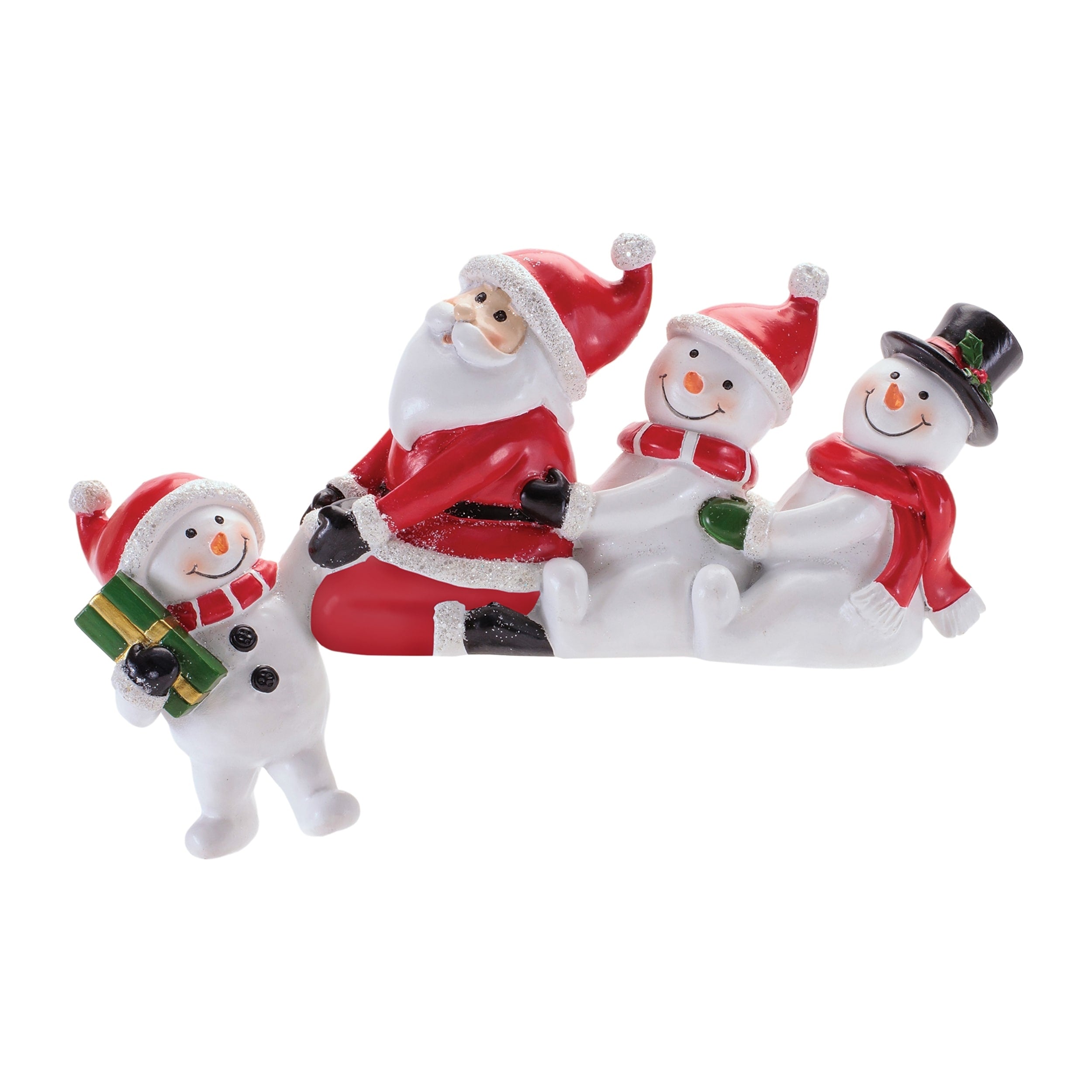 Santa And Snowmen Holiday Figurines Set Of 2