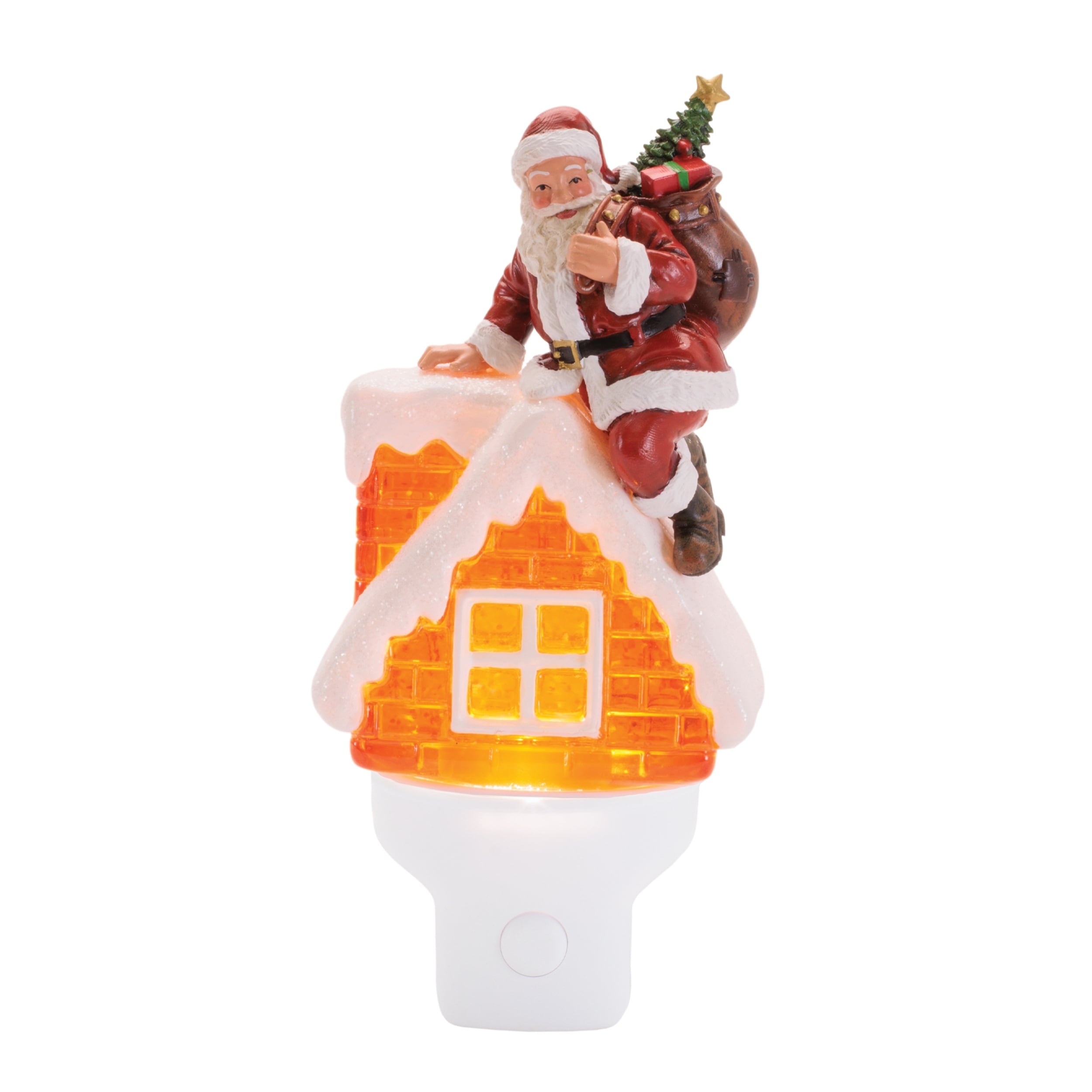 Santa In Chimney Snow Globe Night Light 7 H
