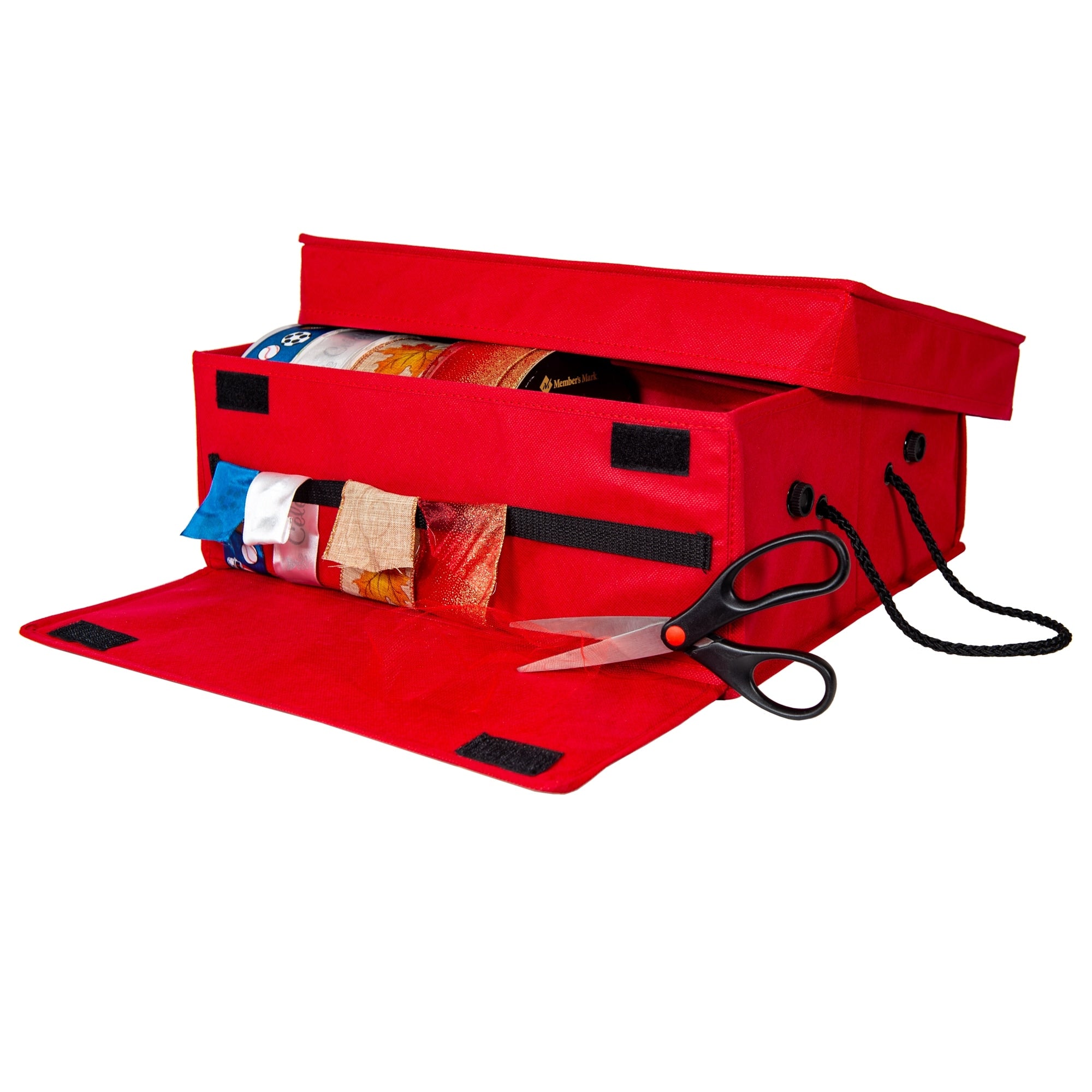 Santas Bags Ribbon Storage Box Red