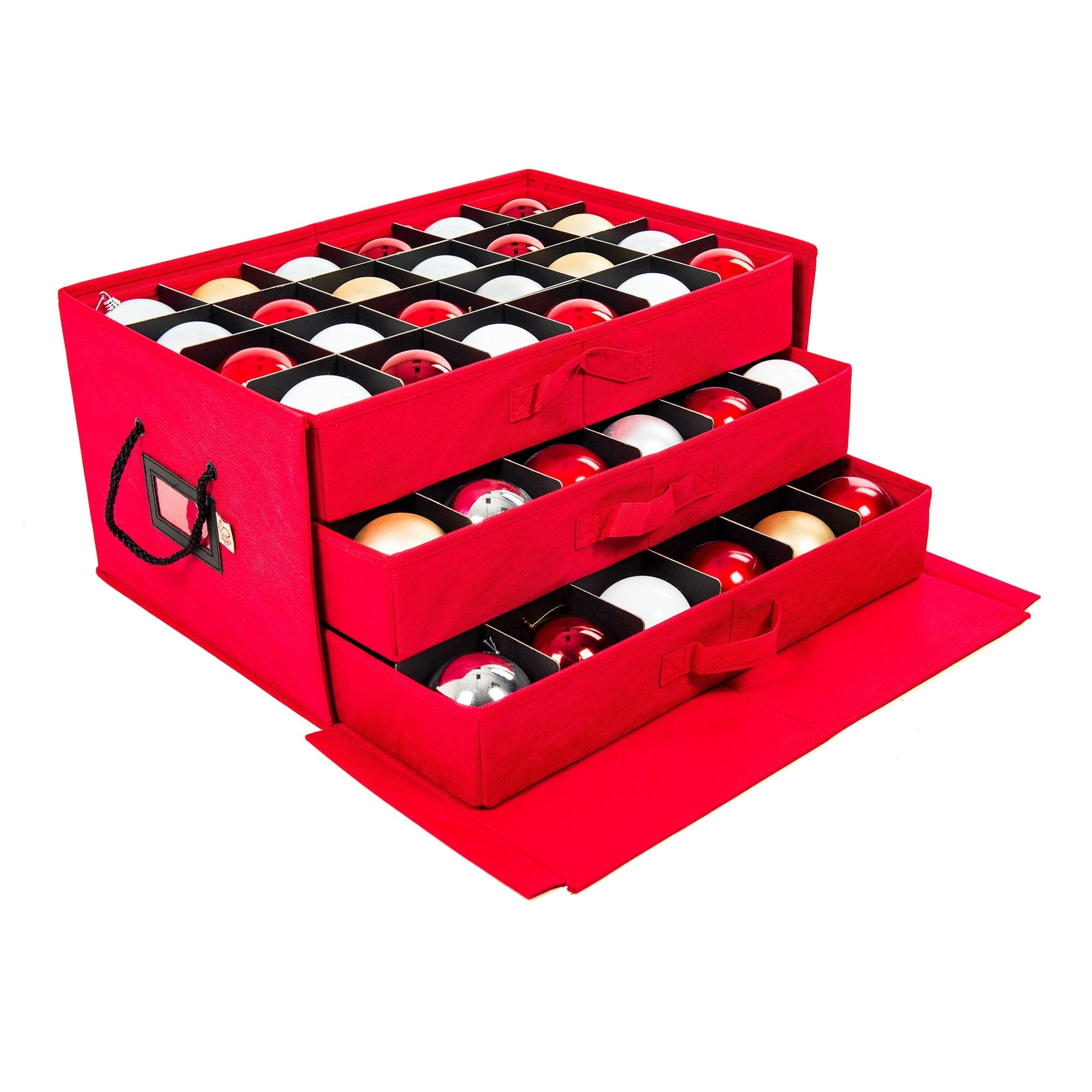 Santas Bags Three Drawer Ornament Storage Box Red