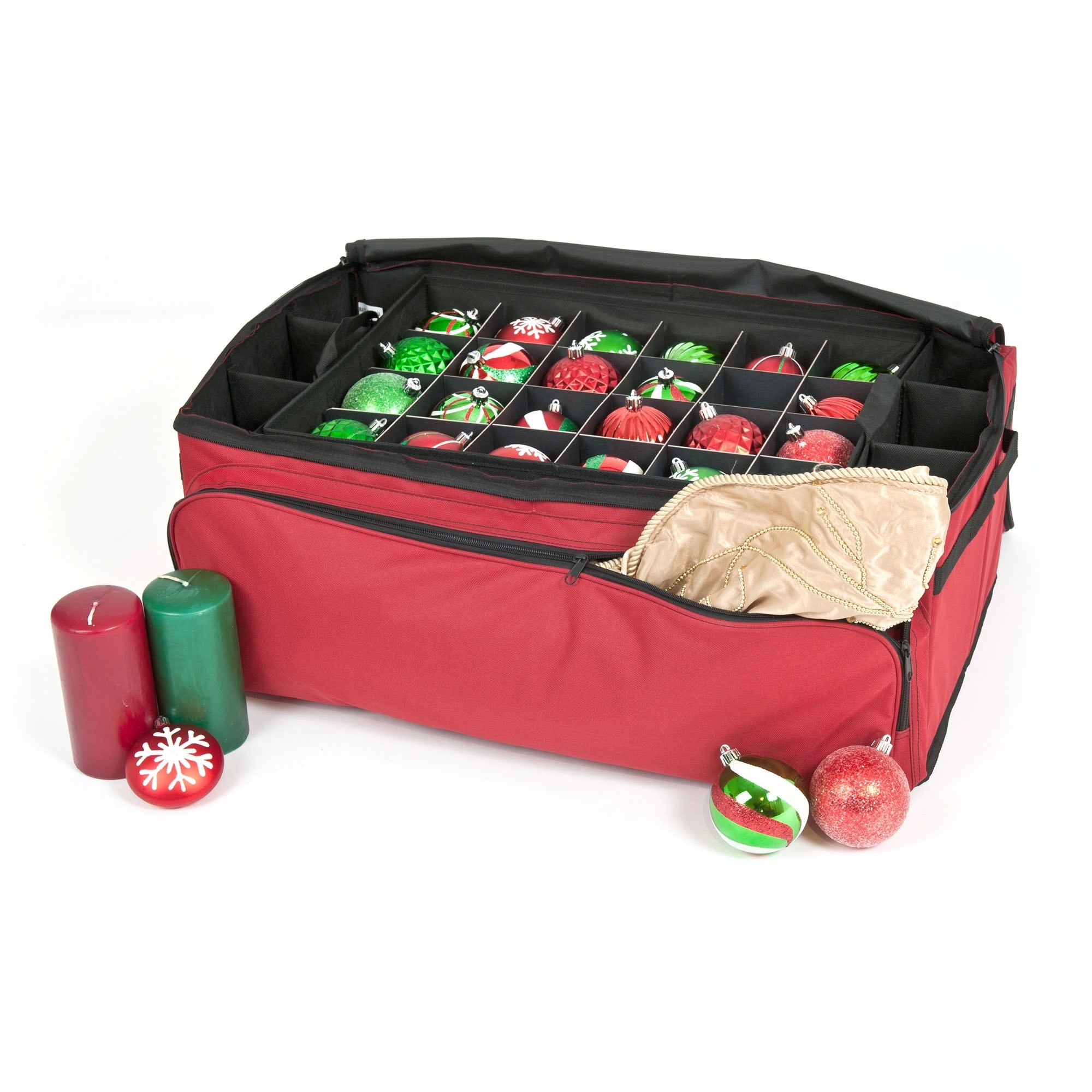Santas Bags Three Tray Ornament Storage Bag W Side Pockets