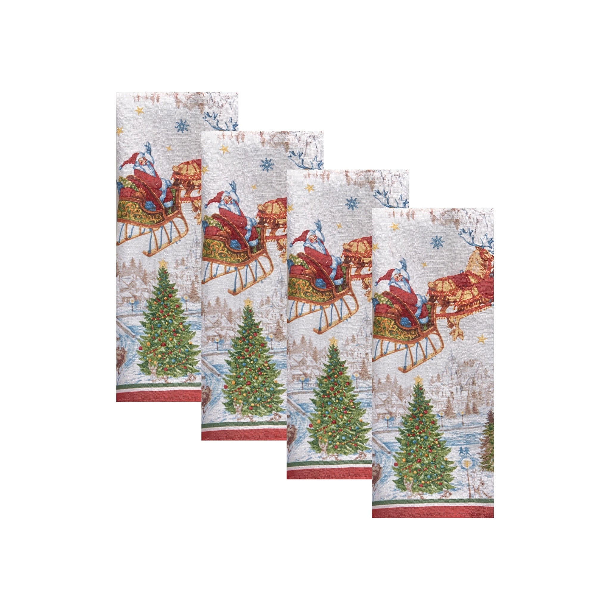 Santas Snowy Sleighride Napkins Set Of 4 17 X17