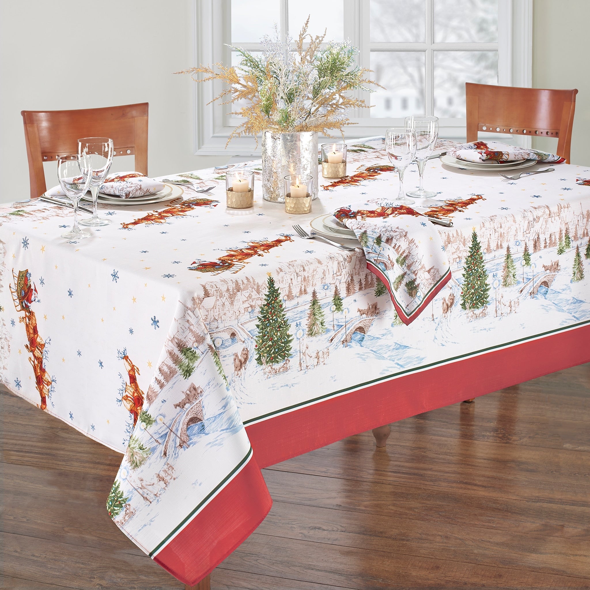 Santas Snowy Sleighride Tablecloth
