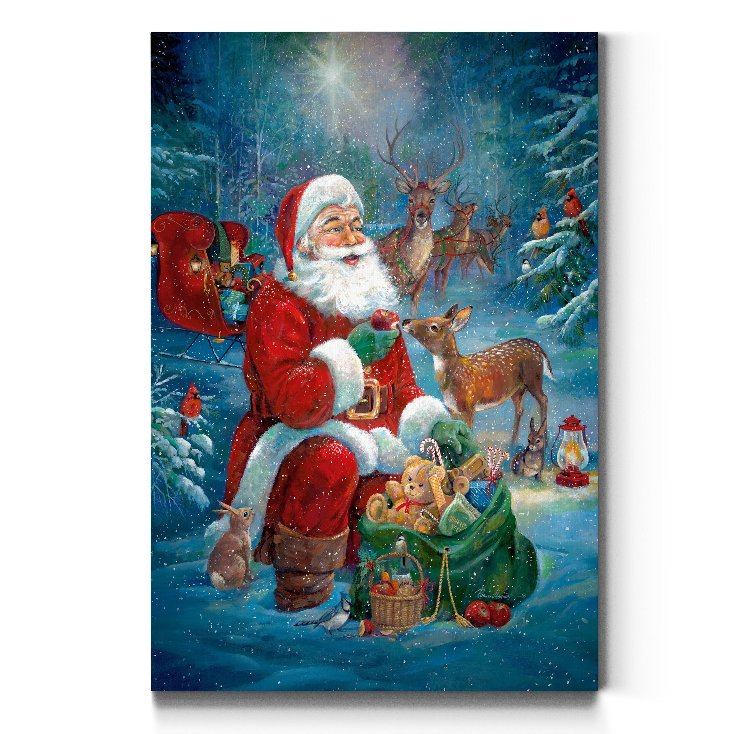 Santas Woodland Friends Gallery Wrapped Canvas