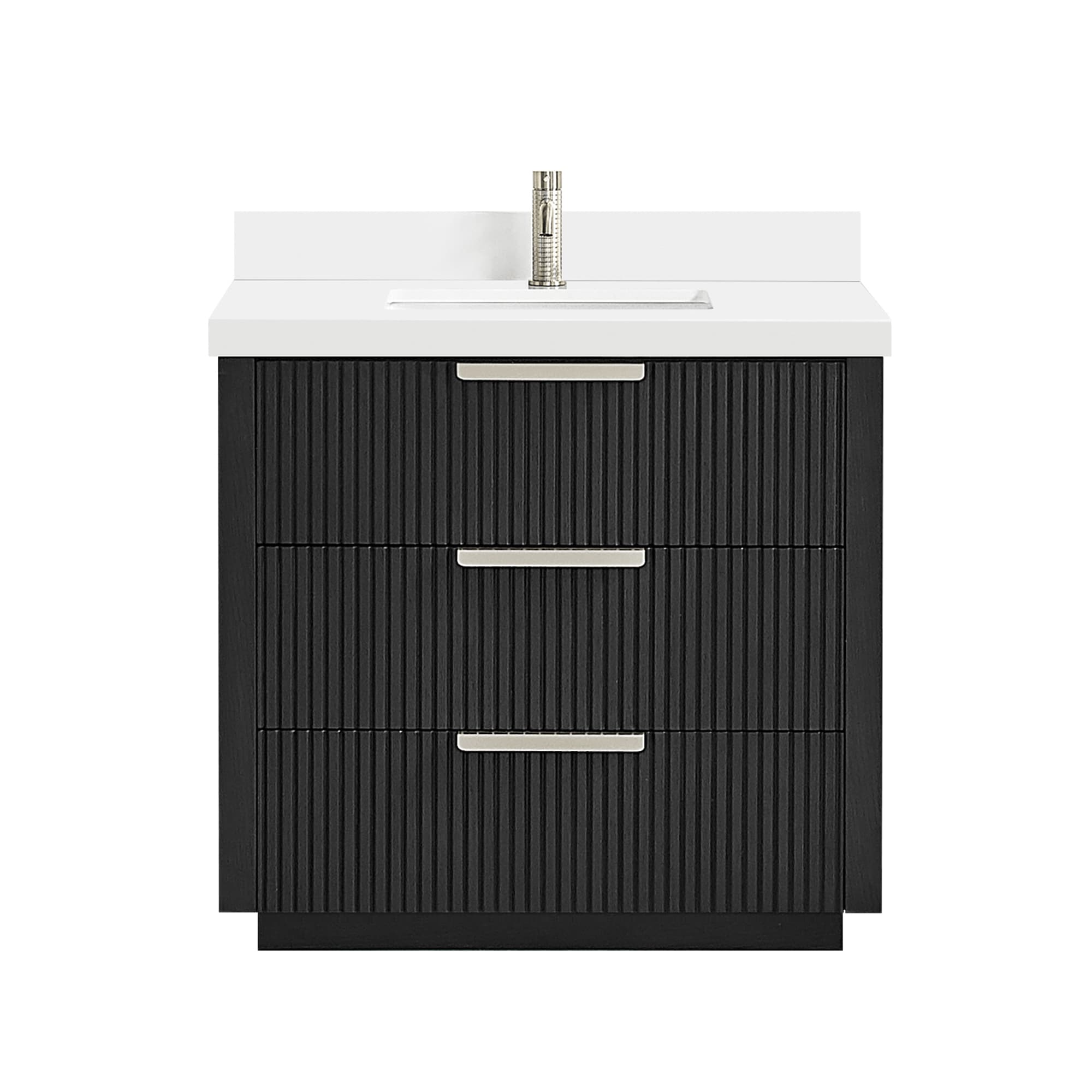 Santarem Single Vanity With Pure White Quartz Stone Top Without Mirror
