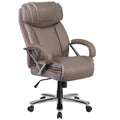 Santoro Big Tall Taupe Leather Executive Adjustable Swivel Office Chair With Wide Cushioned Seat And Padded Arms