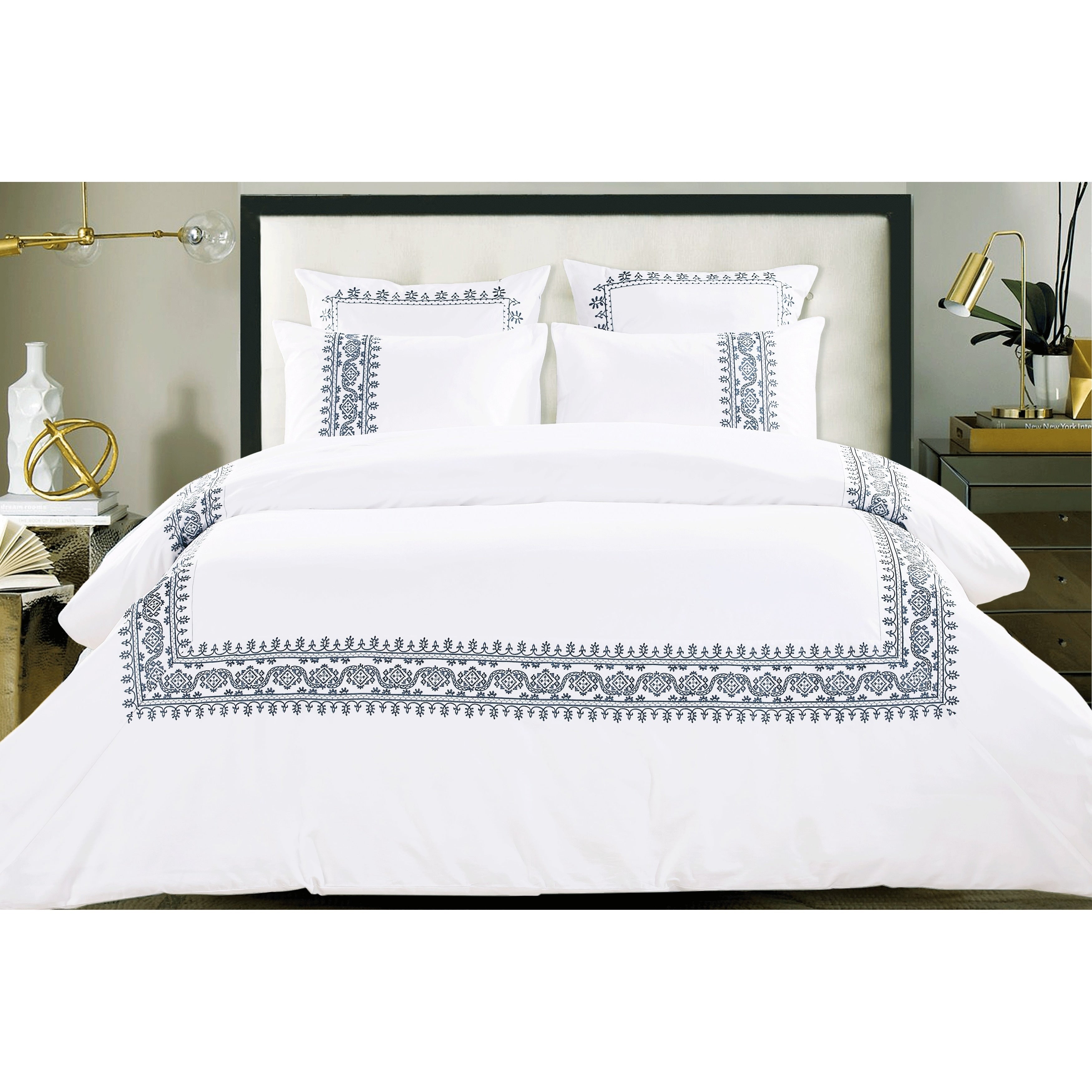 Broderie Ensemble Housse De Couette Collection Sanya Embroidery Duvet Set Blue