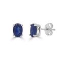 Sapphire Oval Stud Earrings 14K White Gold By Joelle Collection