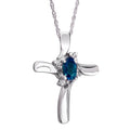 Sapphire And Diamond Cross Pendant 10K White Gold