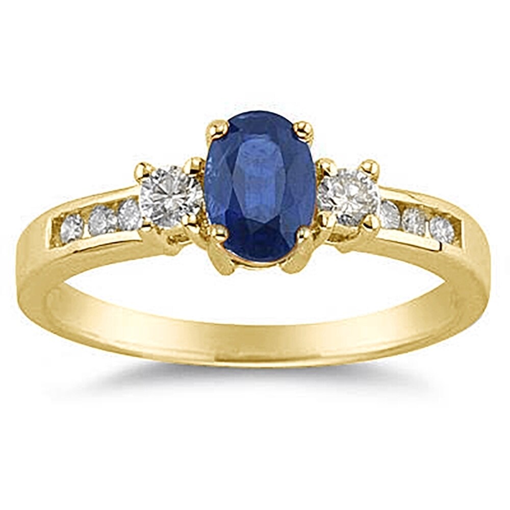 Sapphire And Diamond Regal Channel Ring In 14K Yellow Gold