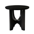 Sara Round Side End Table 20 Inch Solid Mango Wood Top In Matte Black With Curved Legs