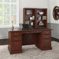 Saratoga Executive Desk And Two 5 Shelf Bookcases In Cherry Black Cherry Finish