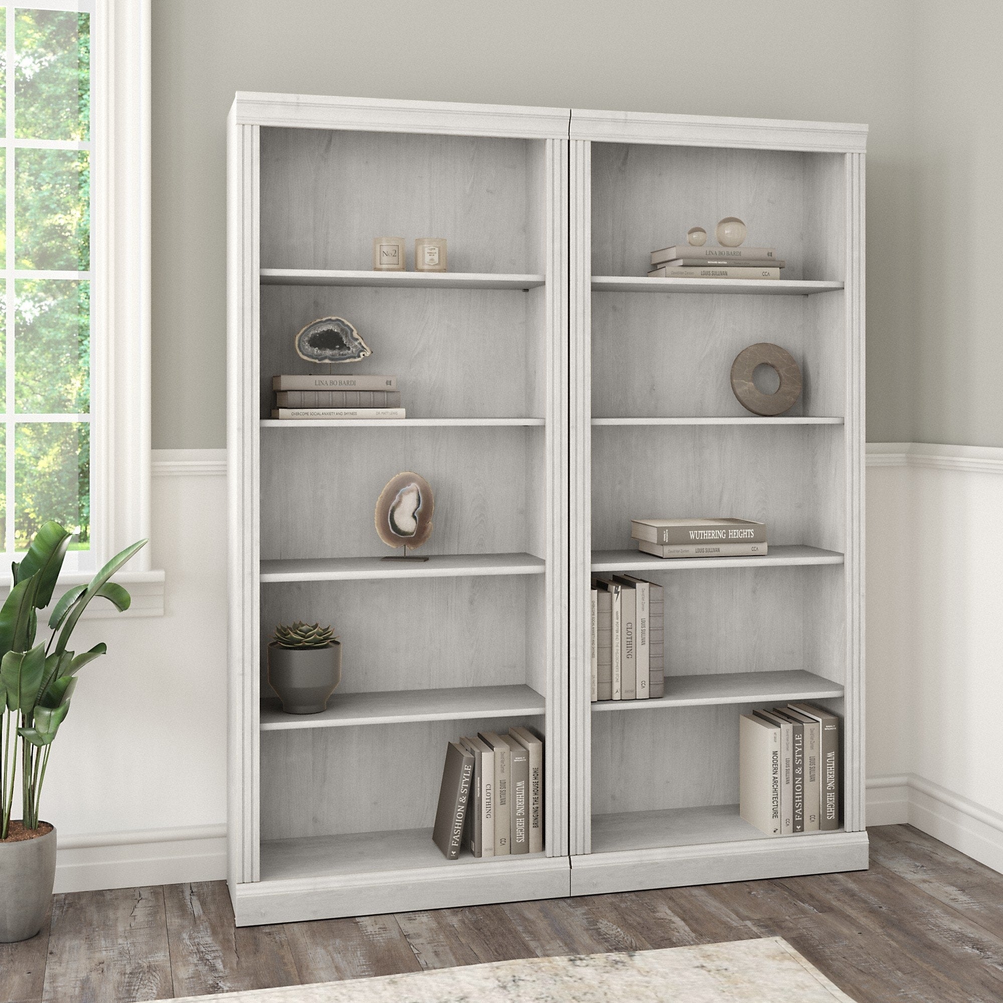 Saratoga Tall 5 Shelf Bookcase Set Of 2 By Bush Furniture