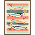 Sardines On Stripes By Nadjaa Framed Canvas Wall Art