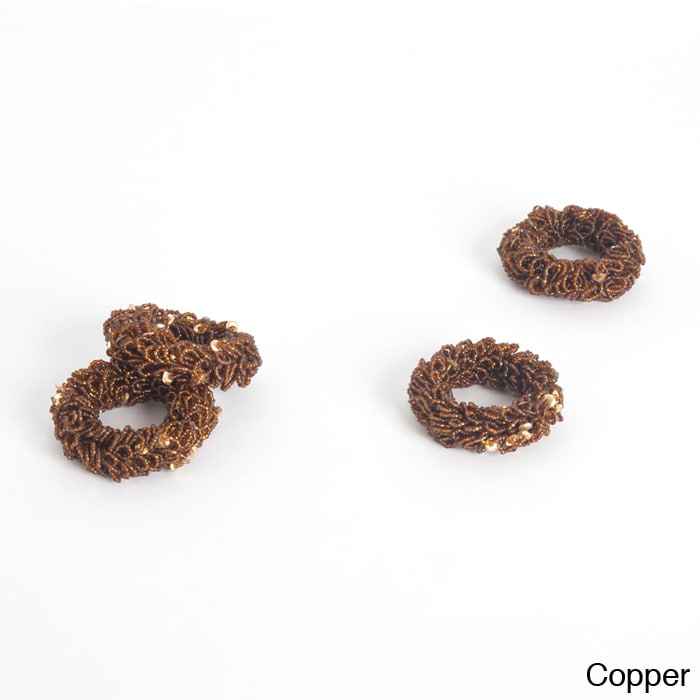 Saro Beaded Metal Napkin Rings Set Of 4