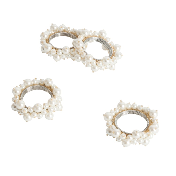 Saro Ivory Faux Pearl Napkin Ring Set Of 4