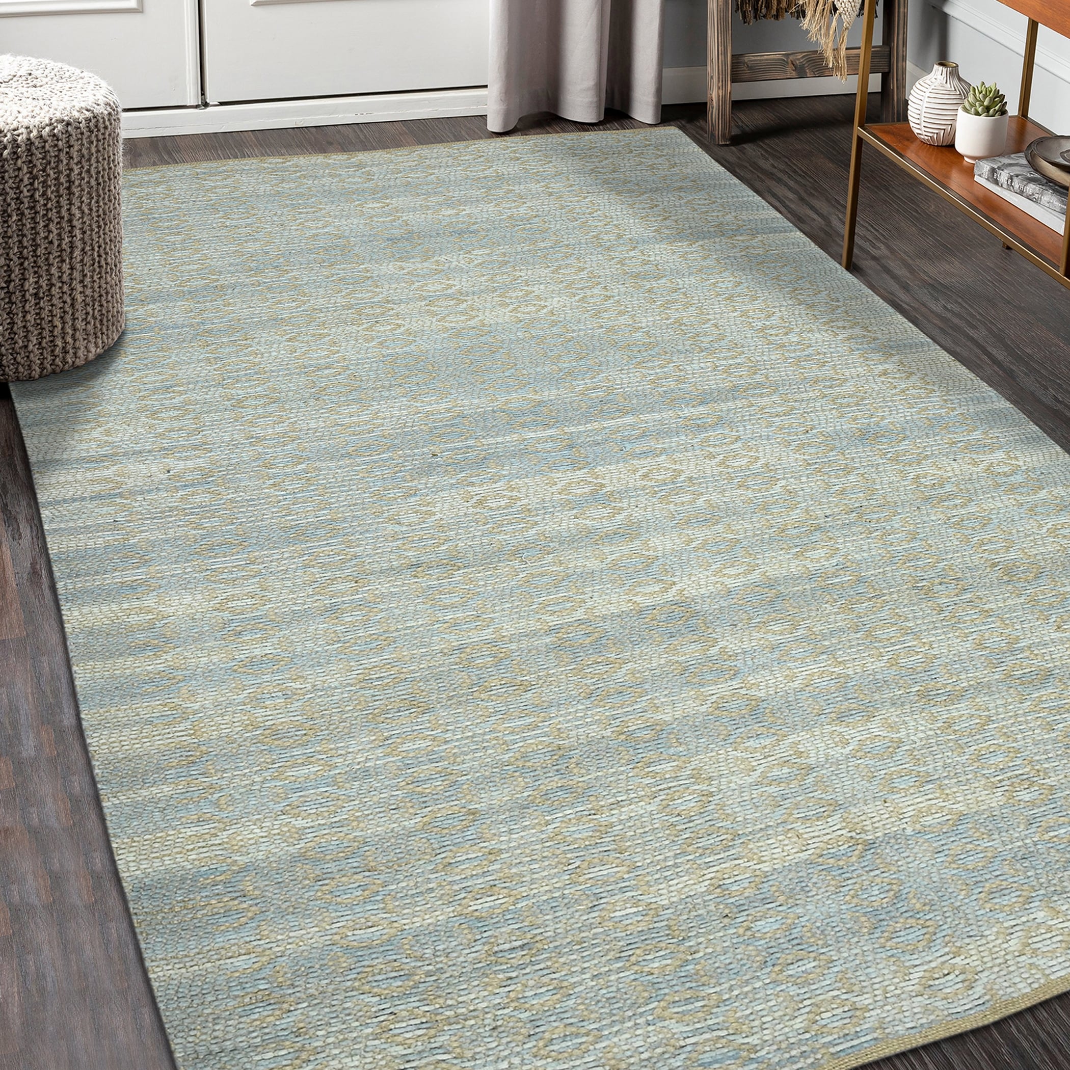 Pescadero Aqua Flat Weave Rug 3 X 5