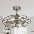 27 Inch Reversible Led Ceiling Fan With Remote Fandelier Satin Nickel