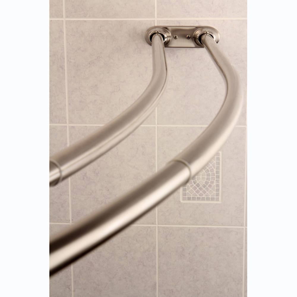 Curved Adjustable Double Shower Satin Nickel Curtain Rod Satin Nickel