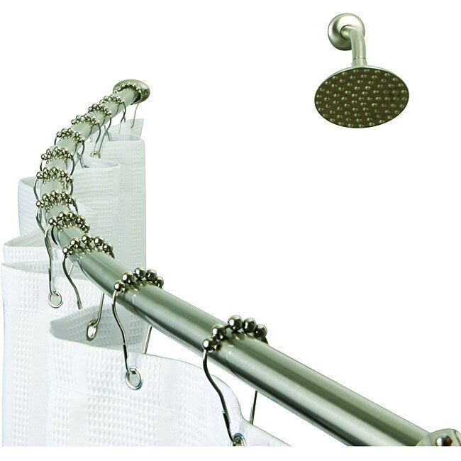 Satin Nickel Hotel Space Plus Curved Shower Rod