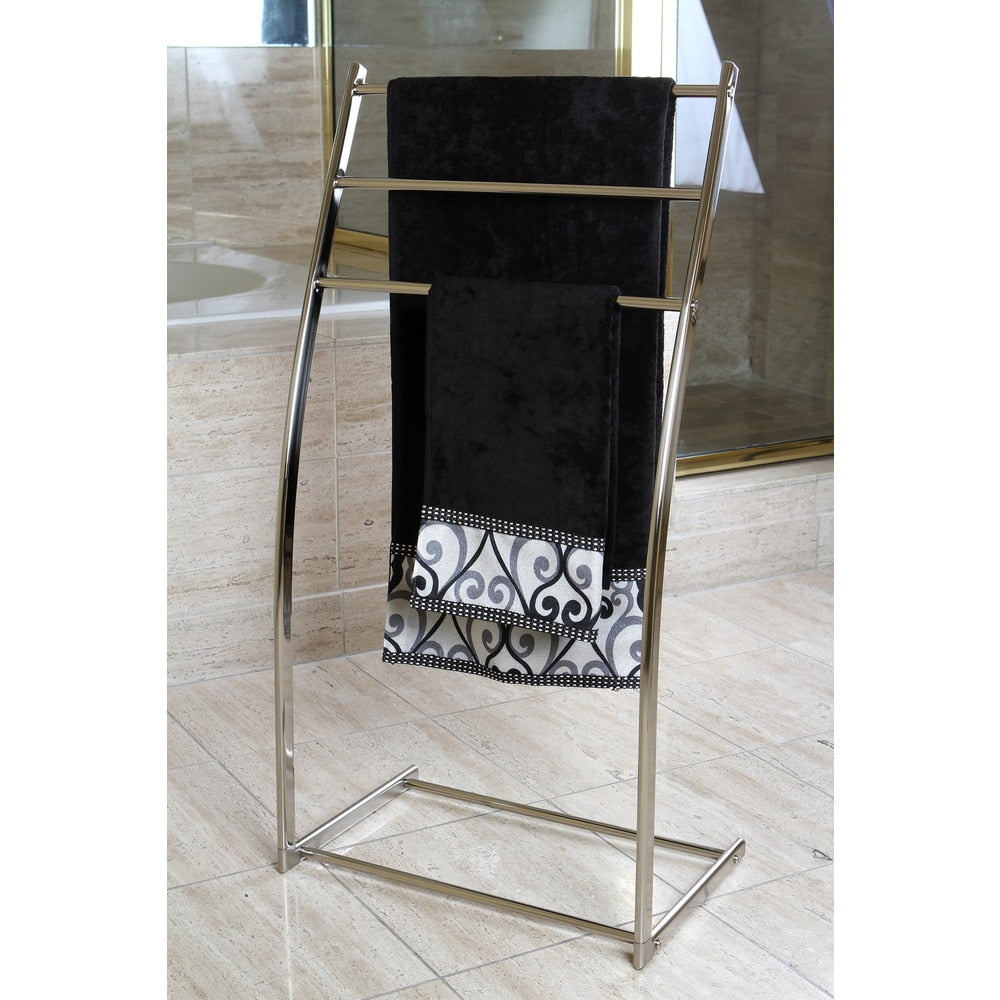 Satin Nickel Pedestal Iron Construction Towel Rack