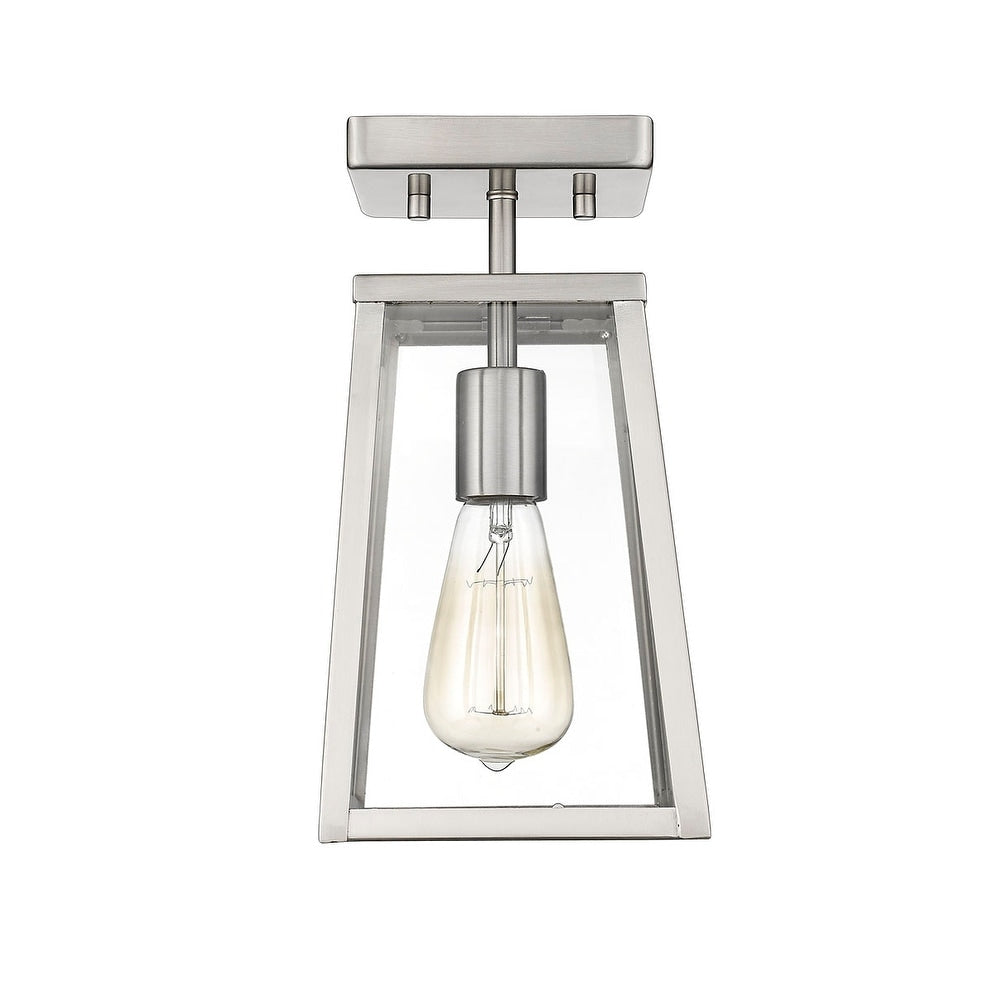 Satin Nickel Retro Semi Flush 1 Light