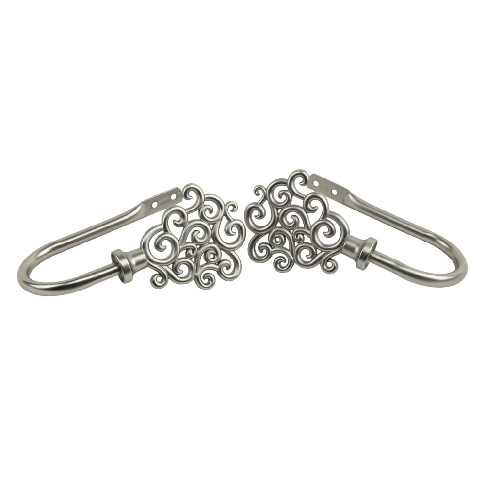 Instyledesign Satin Nickel Cloud Curtian Holdback Set Set Of 2