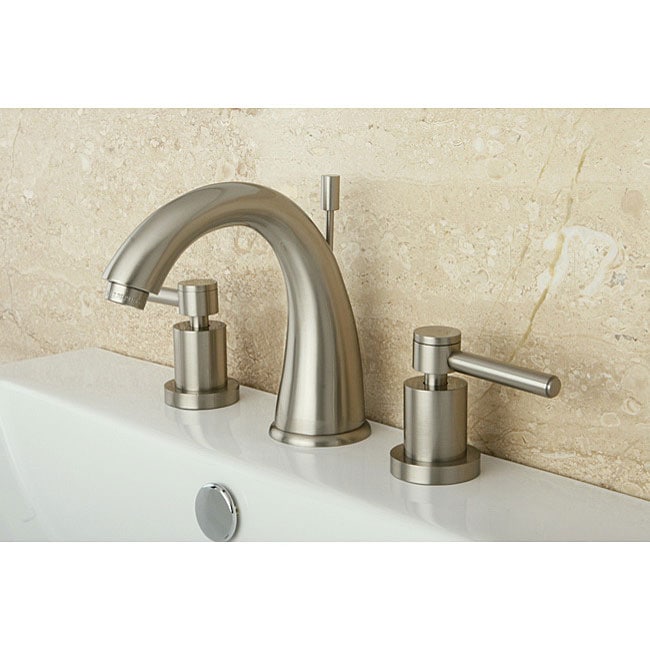 Satin Nickel Wideset Bathroom Faucet White Sand
