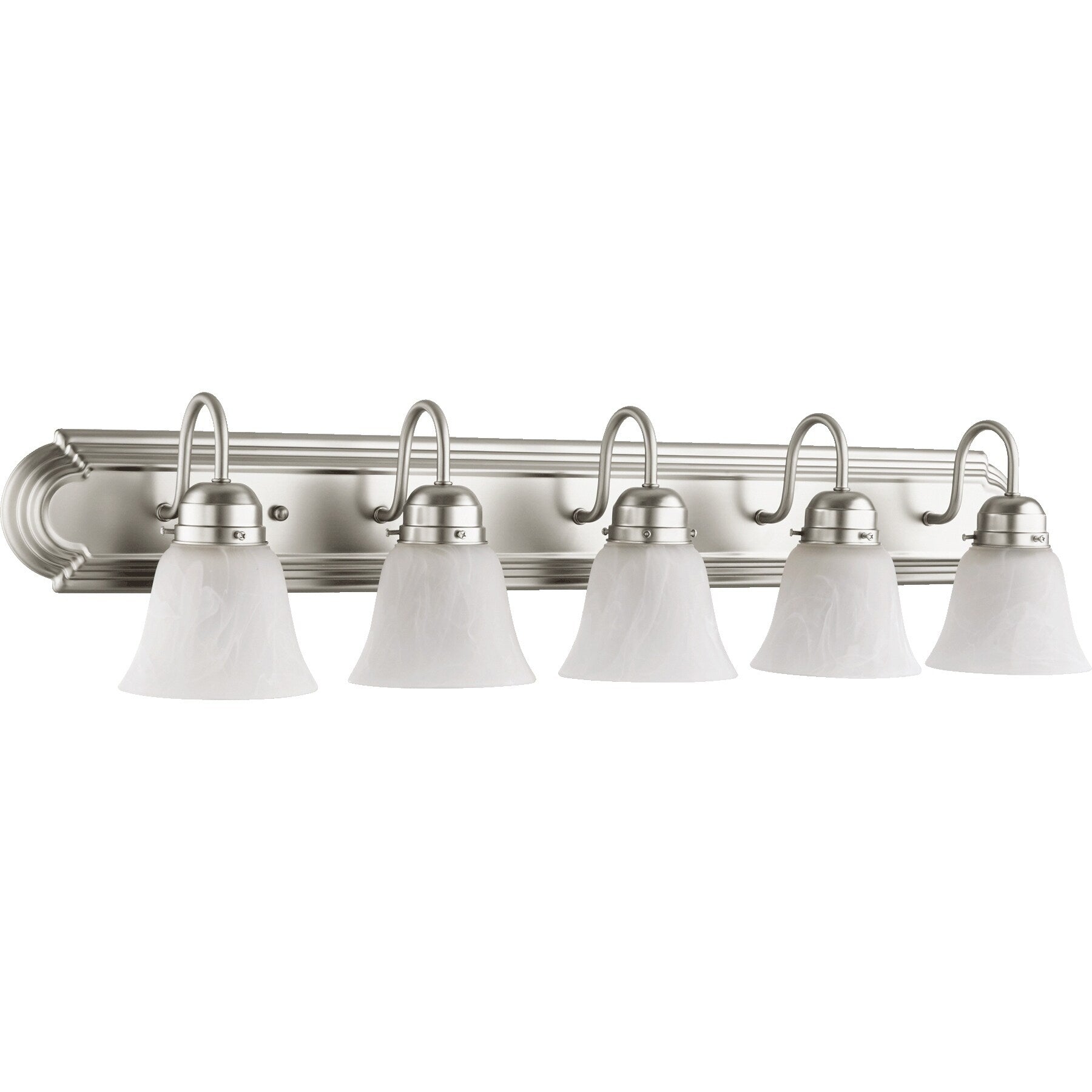 Satin Nickel And Faux Alabaster 5 Light Vanity Lighting