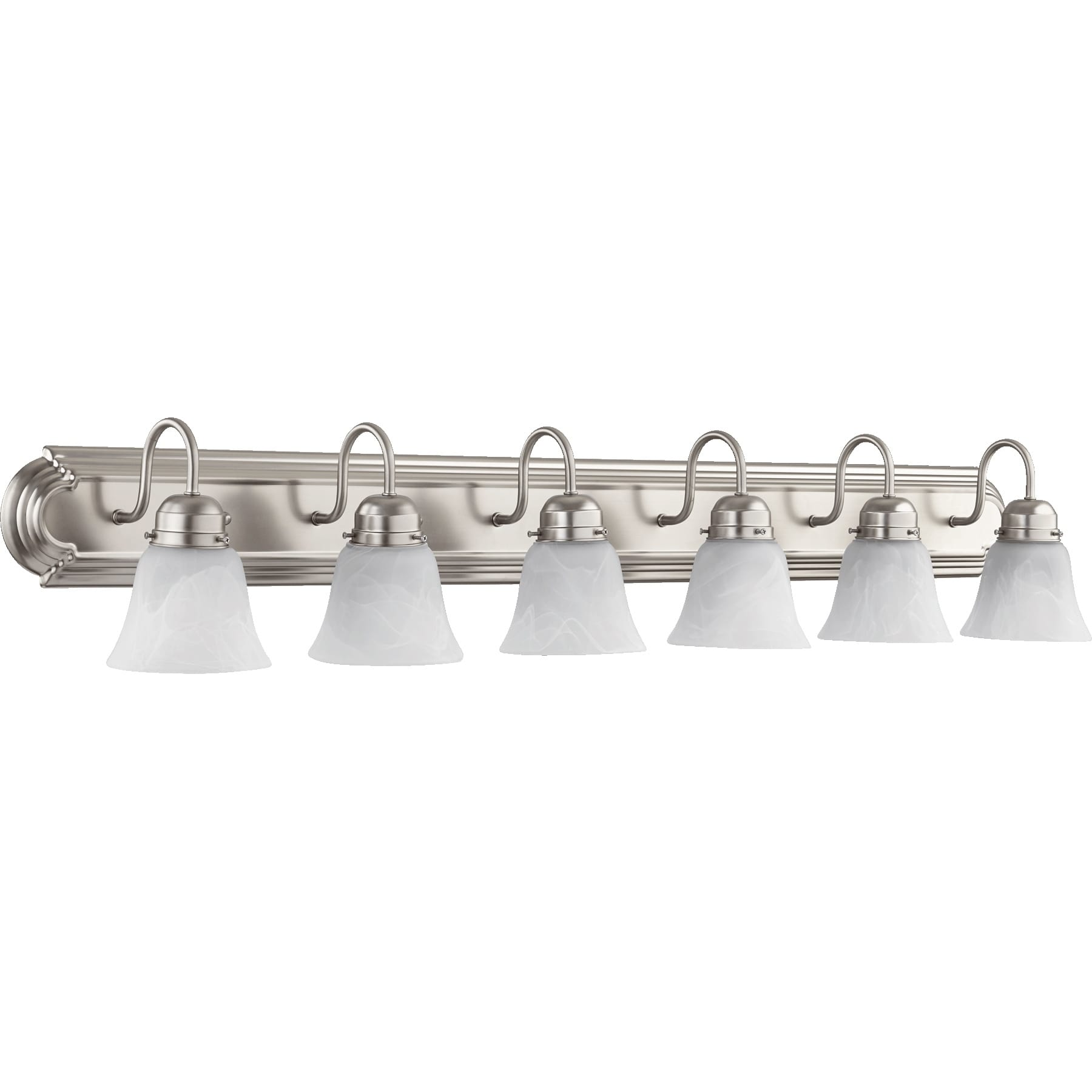 Satin Nickel And Faux Alabaster 6 Light Vanity Lighting