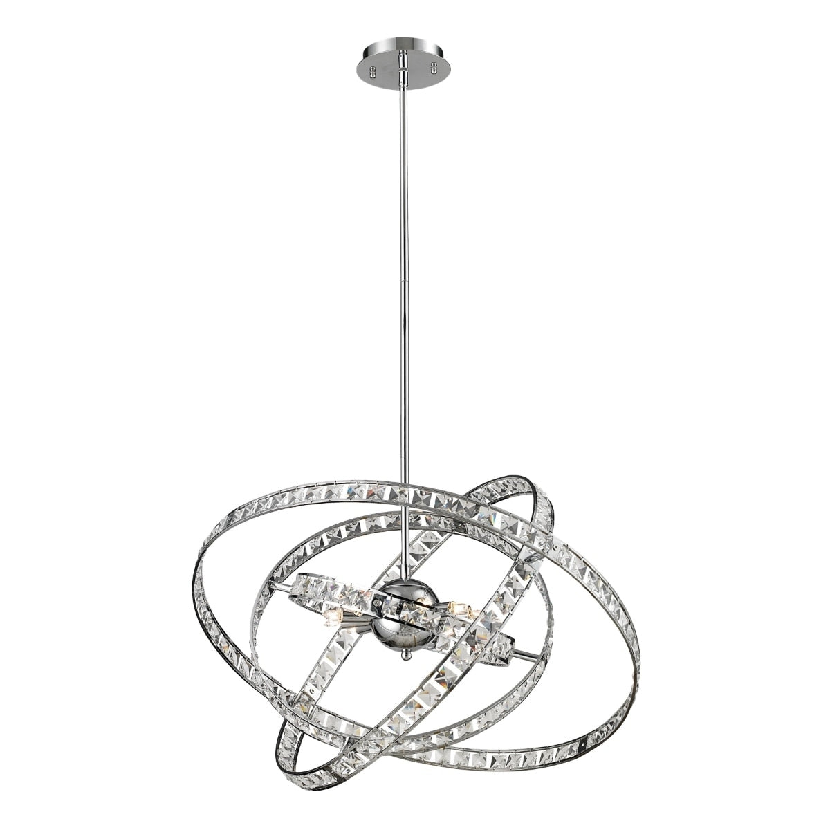 Saturn 24 Inch Wide 6 Light Chandelier In Chrome 24In W X 24In D X 29.5In H