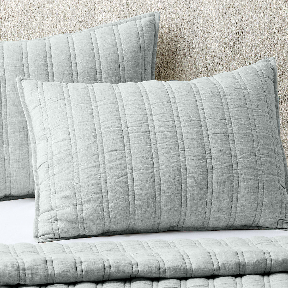 Saunder Heathered Sage Green EUROPEAN FLAXâ¢-Certified Linen Full/Queen Quilt