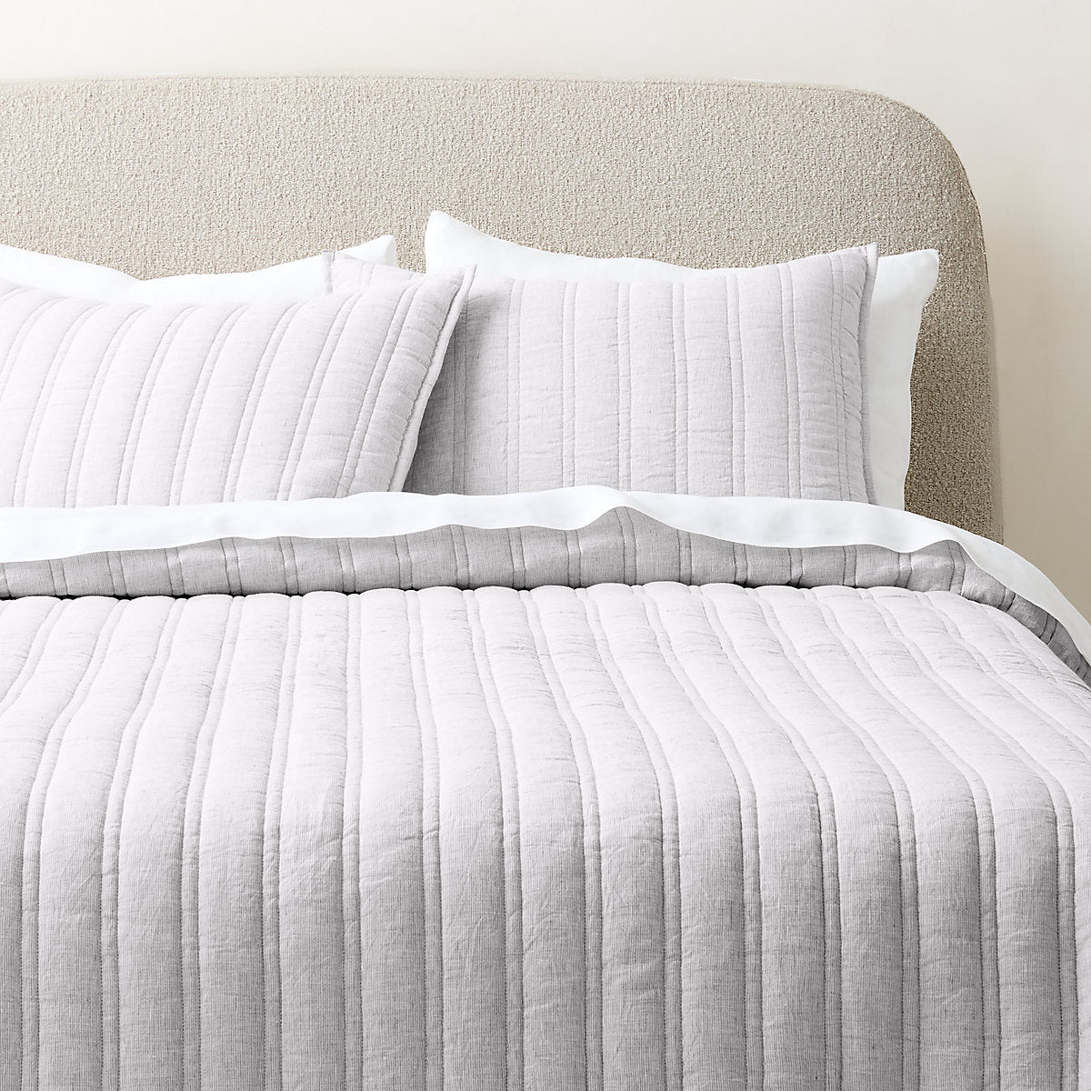 Saunder Heathered Flax Grey EUROPEAN FLAXâ¢-Certified Linen Standard Pillow Shams Set of 2