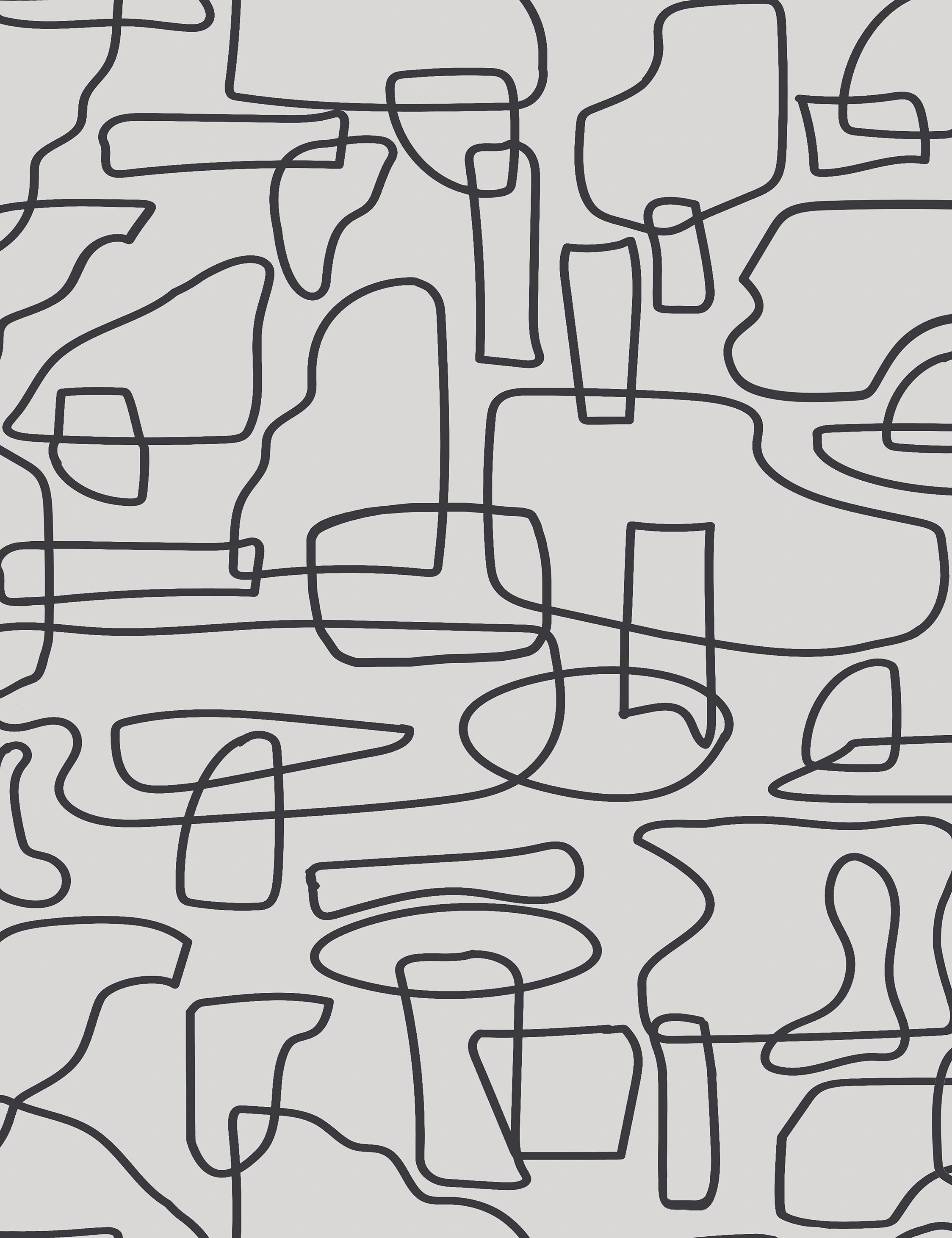 Saunders Wallpaper Swatch, Black and White
