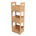 Savannah 35.5 In. H Coastal Handwoven Water Hyacinth 3 Tier Freestanding Storage Tower With Metal Frame And Handles