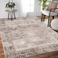 Savannah Charcoal Silver Bordered Area Rug 710 X 1010