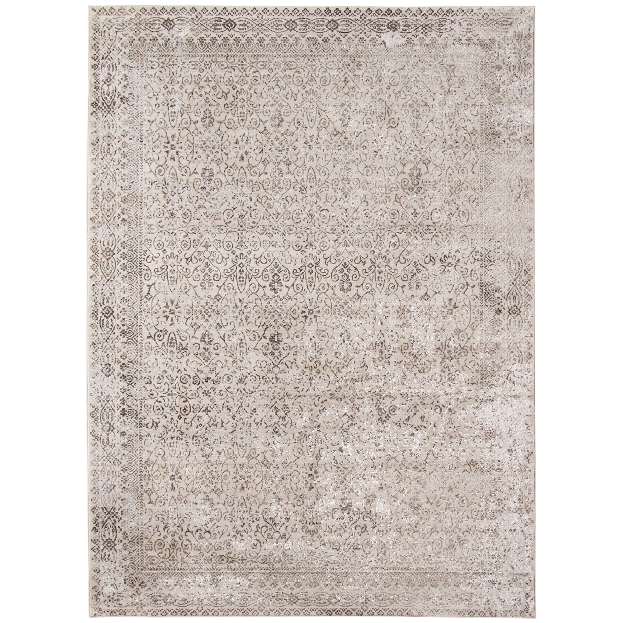 Savannah Gray Metallic Bordered Area Rug 311 X 57