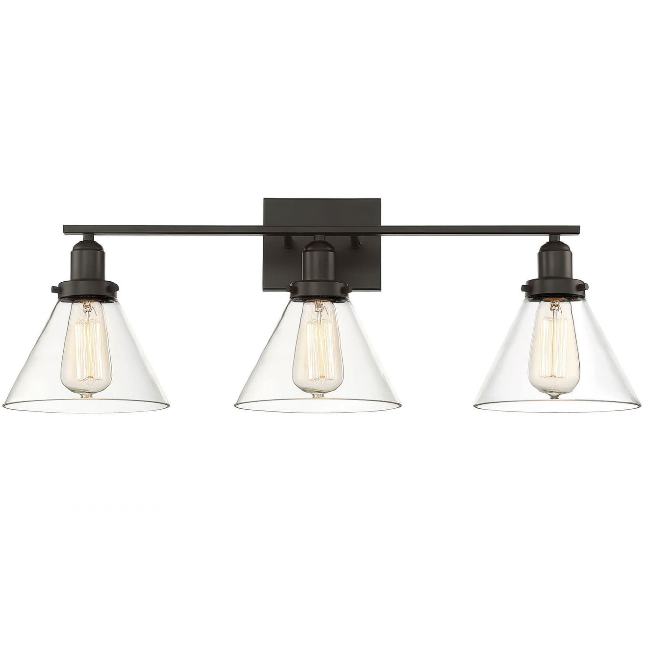 Savoy House 8 9130 3 Drake 3 Light 28 1 2 Wide Bathroom Vanity Light With Clear Glass Shades