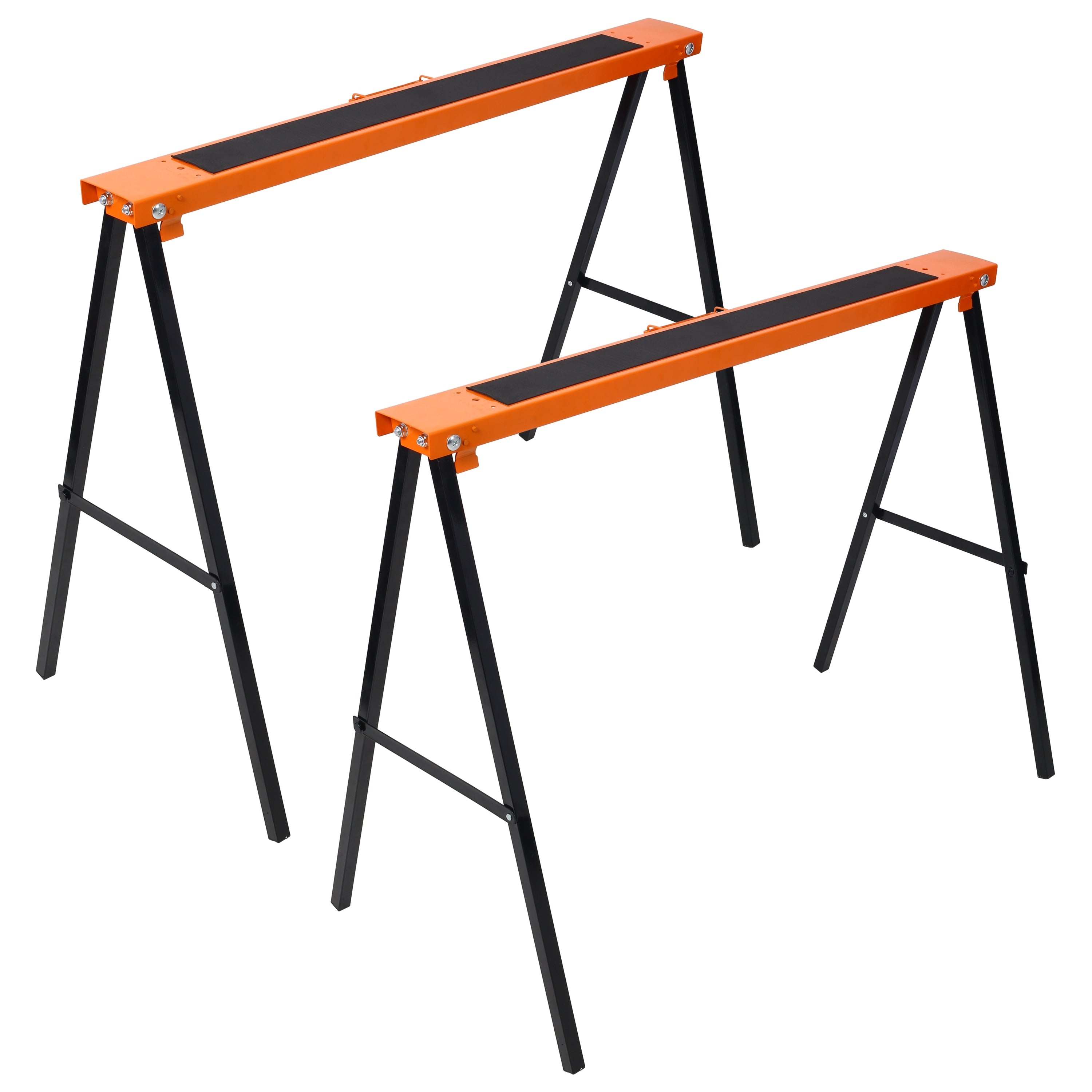 Saw Horses 2 Pack Folding Portable Work Horse With Fast Open Legs Convenient Handle Heavy Duty Steel Sawhorse For Garage