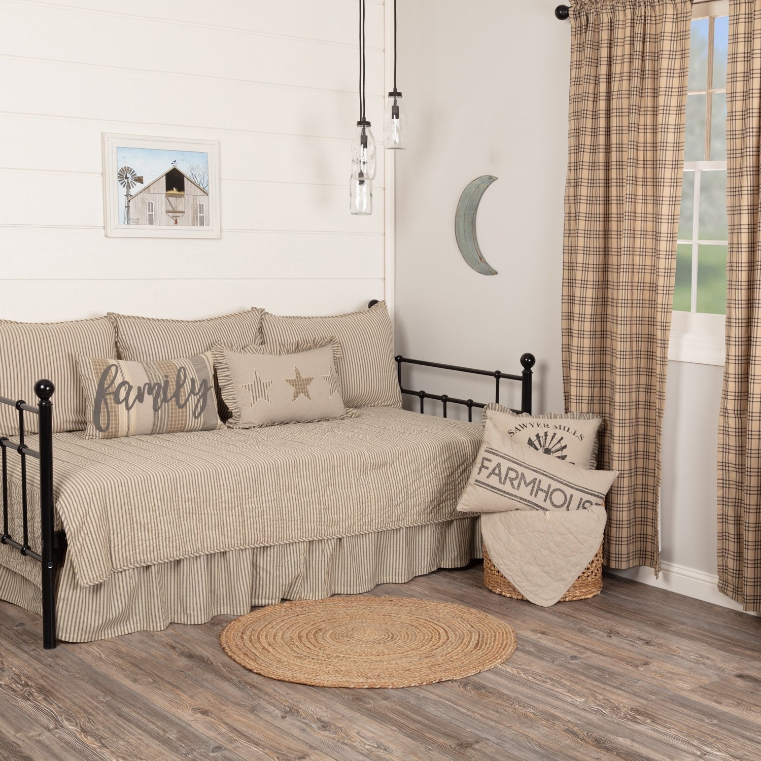 Farmhouse Bedding Vhc Sawyer Mill Daybed Quilt Set Cotton Patchwork Chambray Daybed Quilt Sham Daybed Skirt