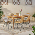 Sawtelle Outdoor 6 Seater Wicker Dining Set By Christopher Knight Home