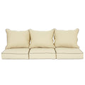 Sawyer Canvas Antique Beige With Charcoal Cording Indoor Outdoor Pillow And Cushion 6 Piece Sofa Set