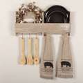 Vhc Sawyer Mill Farmhouse Country Tabletop Kitchen Pig Stenciled Housewarming Button Loop Kitchen Towel Set Of 2