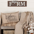 Tan Farmhouse Holiday Decor Vhc Sawyer Mill Plow 14X22 Pillow Cotton Graphic Print Stenciled Chambray