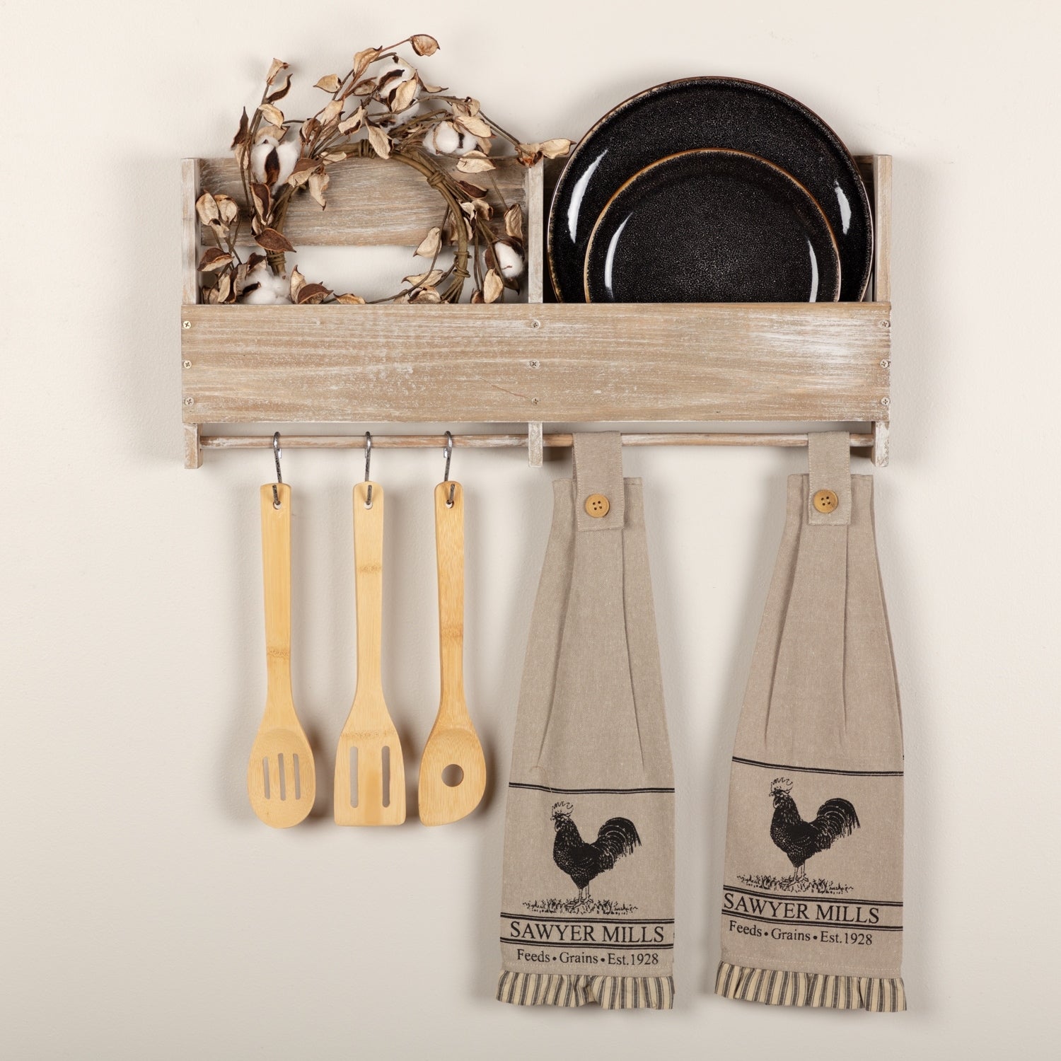 Vhc Sawyer Mill Farmhouse Country Tabletop Kitchen Poultry Button Loop Housewarming Kitchen Towel Set Of 2