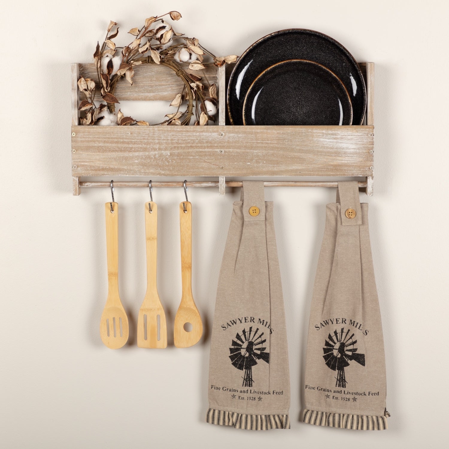 Vhc Sawyer Mill Farmhouse Country Tabletop Kitchen Windmill Button Loop Housewarming Kitchen Towel Set Of 2