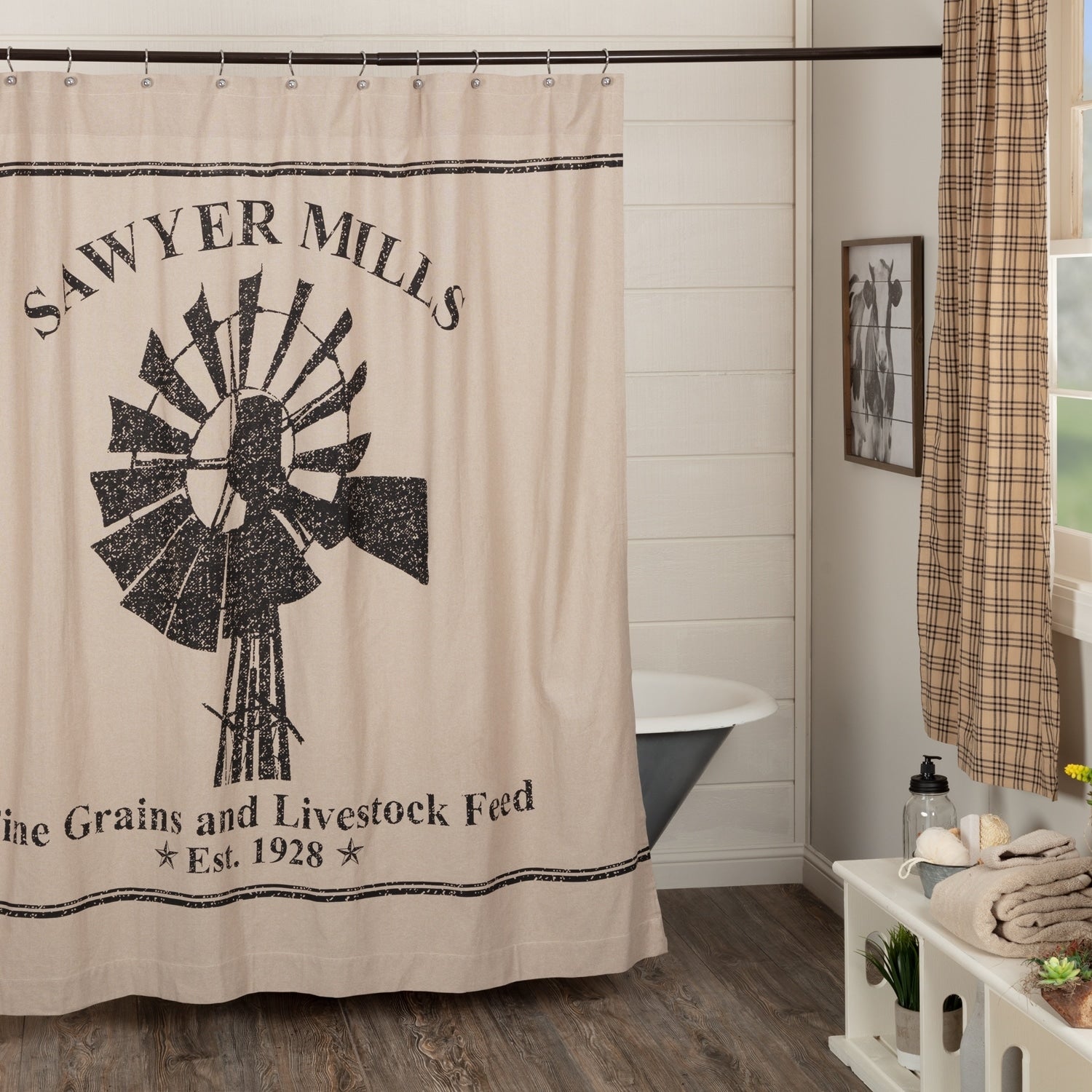 Vhc Sawyer Mill Farmhouse Bath Windmill Shower Curtain